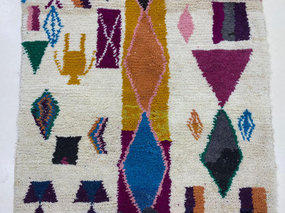 Handmade Colorful Living Room Area Rug, Custom Wool Moroccan Berber Rug.