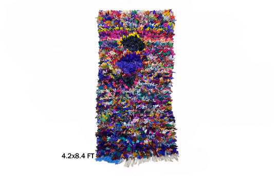 4x8 Vintage Boucherouite Moroccan Area Rug.