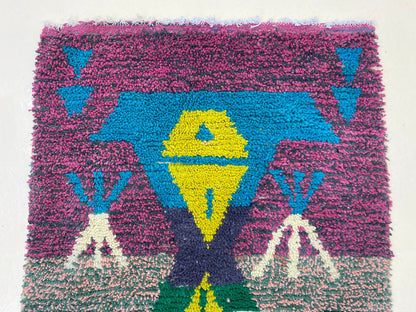 Vibrant Colorful Woven Wool Rug, Moroccan Inspired Home Decor.