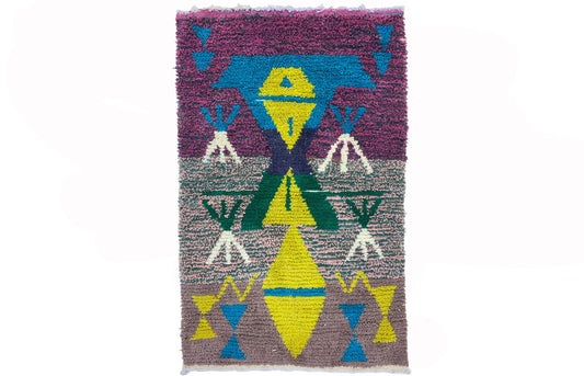 Vibrant Colorful Woven Wool Rug, Moroccan Inspired Home Decor.
