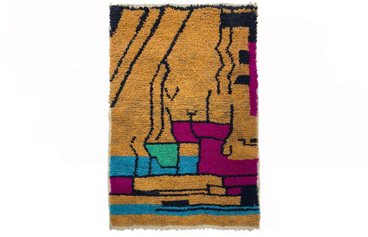 Handwoven Wool Rug for Living Room, Moroccan Inspired Boho Decor.