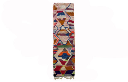 Vibrant Custom Handwoven Moroccan Runner, Colorful Berber Wool Hallway Runner.