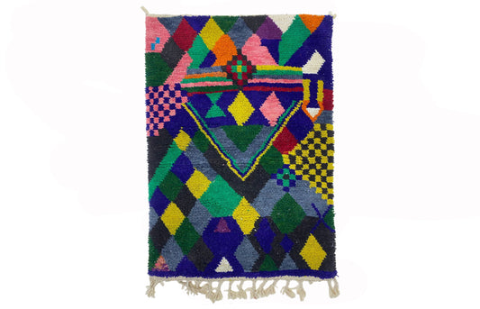 Unique Handwoven Wool Rug, Colorful Moroccan Berber Area Rug.