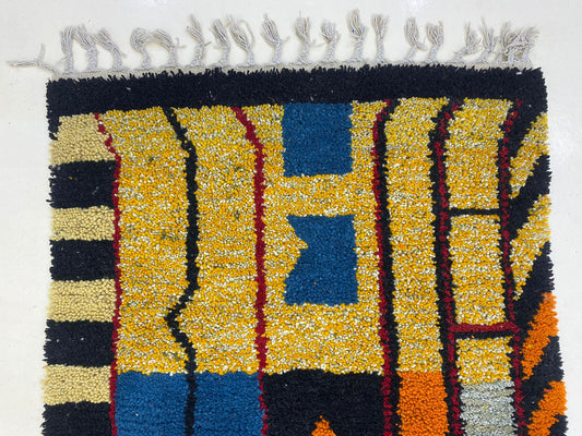 Hand Knotted Moroccan Berber Rug, Custom Colorful Rug.