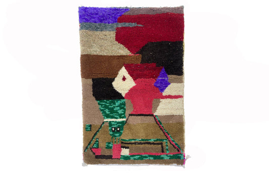 Colorful Moroccan Berber Rug, Vibrant Geometric Rug.