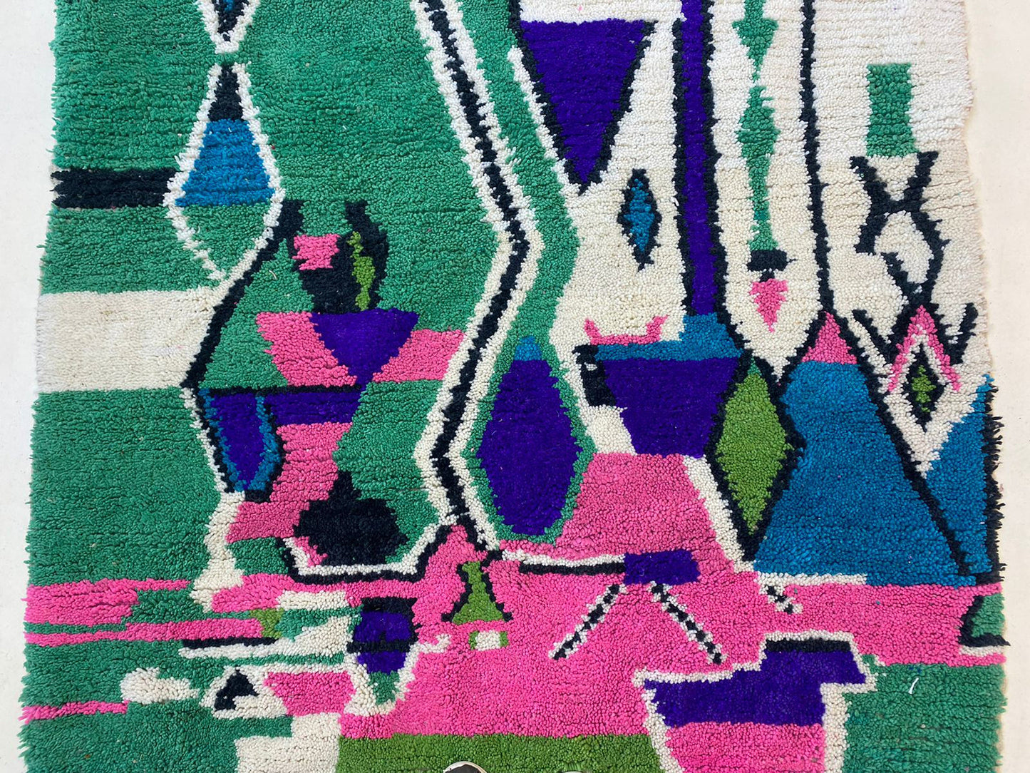 Colorful Moroccan Rug, Unique Handmade Bohemian Home Decor Rug.