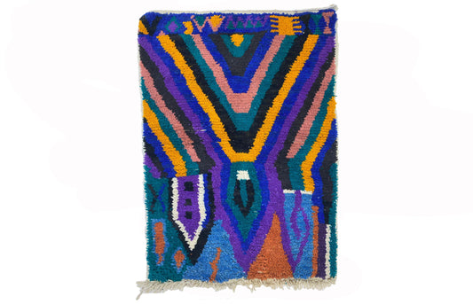 Vibrant Custom Berber Wool Rug, Colorful Handwoven Moroccan Area Rug.