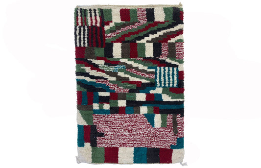 Unique Wool Rug from Morocco, Handcrafted Home Rug.