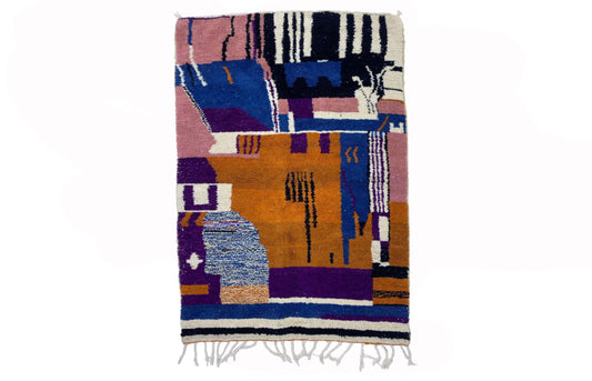 Handmade Moroccan Berber Rug, Colorful and Stylish Area Carpet.