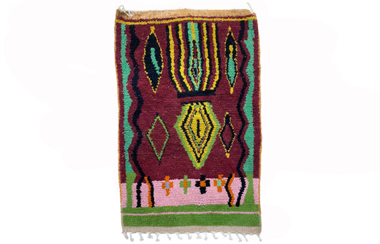 Unique Handmade Colorful Area Rug, Custom Moroccan Berber Carpet.