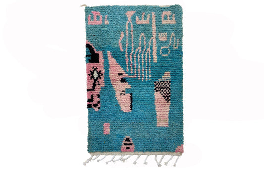 Green Moroccan Berber Wool Rug, Custom Boho Style Area Rug.