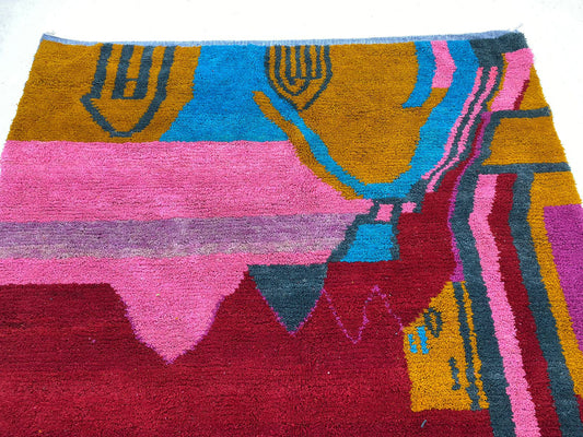 Colorful Moroccan Area Rug, Unique Abstract Berber Rug.