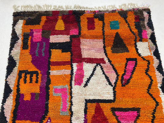 Handmade Moroccan Berber Rug, Stylish Bohemian Floor Rug.
