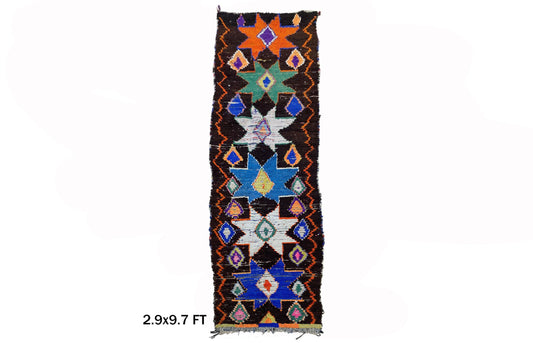 Tapis de couloir marocain vintage étroit 3x10, tapis de décoration bohème.
