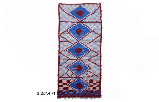 Moroccan Rug, 3x7 Vintage Bohemian Decor Runner Rug, Colorful Azilal Rug.