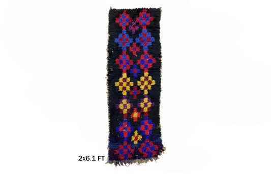 Moroccan Rug, 2x6 Vintage Berber Colorful Decor Runner Rug, Unique Home Decor Rug.