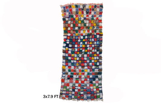 Moroccan Rug, 3x8 Colorful Vintage Runner Rug, Berber Unique Home Decor Rug.