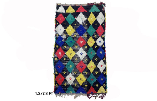 Moroccan Rug , 4x7 Berber Vintage Diamond Area Rug, Unique Home decor Rug.