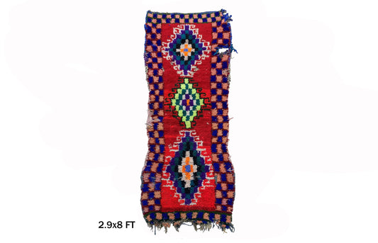 Moroccan Rug Runner, 3x8 Berber Vintage Boho Decor Rug - Unique Traditional Rug.