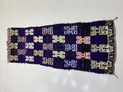 Vintage Moroccan Rug Runner, 3x9 Vibrant Berber Rug, Unique Geometric Runner.