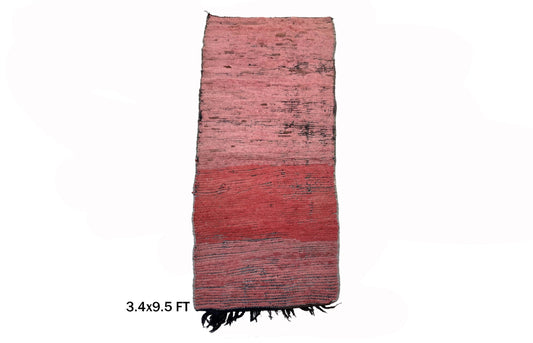 Tapis marocain 3x10, tapis de couloir vintage rouge - Tapis berbère en laine colorée.