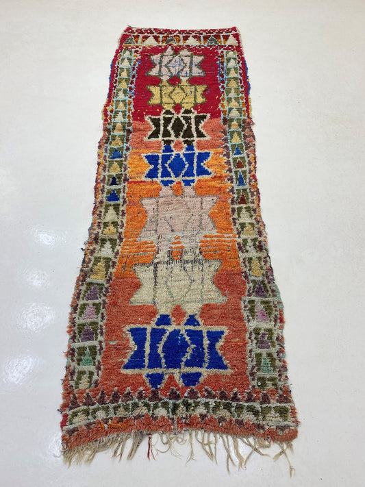 Moroccan Rug 3x9 - Vintage Berber Runner Rug, Unique Boho Runner.