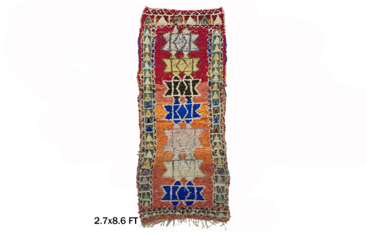 Moroccan Rug 3x9 - Vintage Berber Runner Rug, Unique Boho Runner.
