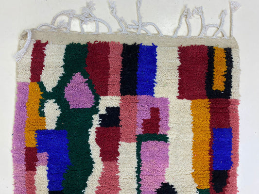 Moroccan Berber Rug Runner, Handmade Wool Custom Colorful Runner Rug.