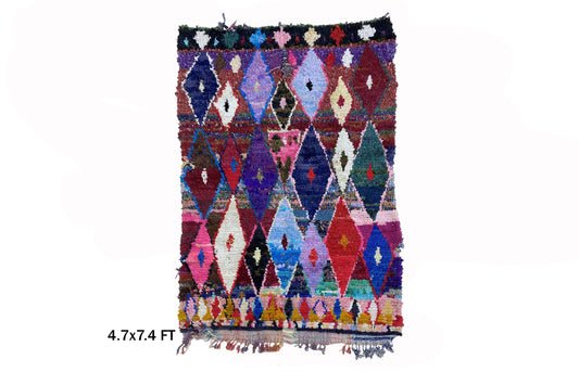 Vibrant Moroccan Rug 5x7, Multicolor Diamond Area Rug.