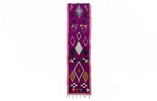 Narrow Moroccan Hallway Runner Rug, Handmade Colorful Rug Runner.