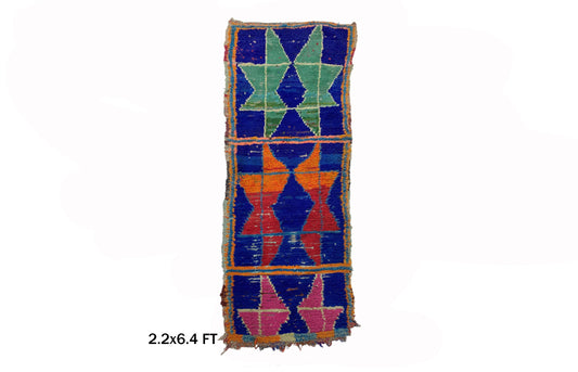 Geometric Star Moroccan Runner Rug, 2x6 Vintage Decoration  Runner.