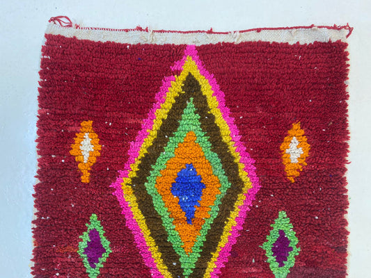 Unique Custom Runner Rug, Hand Knotted Moroccan Berber Colorful Rug Runner.