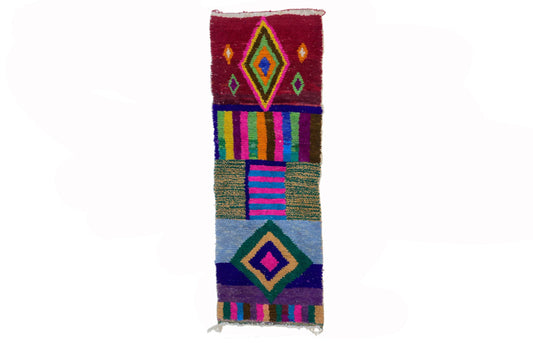 Unique Custom Runner Rug, Hand Knotted Moroccan Berber Colorful Rug Runner.