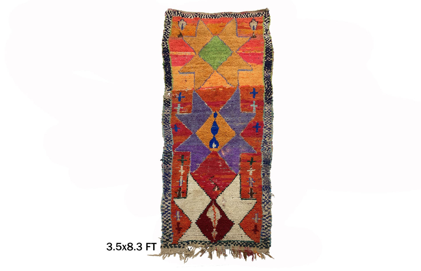 4x8 Vintage Moroccan Runner Rug, Colorful Berber Runner.