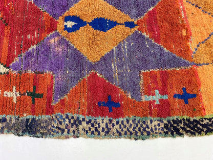 4x8 Vintage Moroccan Runner Rug, Colorful Berber Runner.