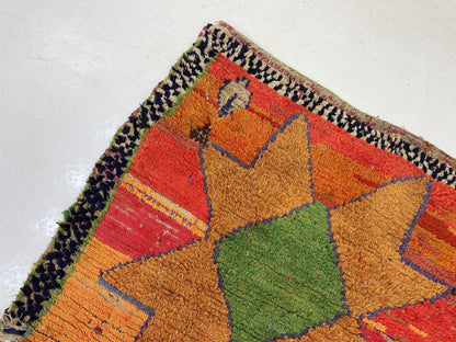 4x8 Vintage Moroccan Runner Rug, Colorful Berber Runner.