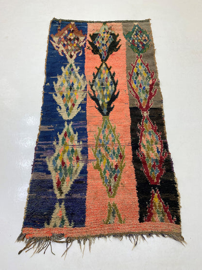 Moroccan Rug, 4x8 Artistic Vintage Colorful Rug, Berber Home Decor.