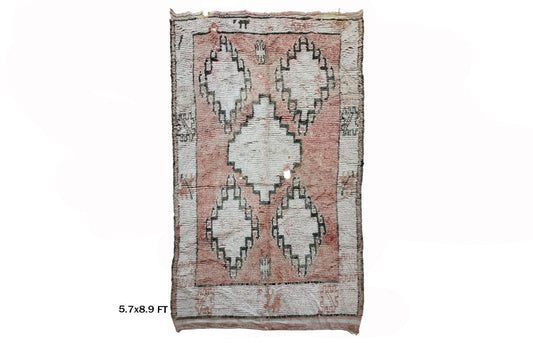 Large Bohemian Moroccan 6x9 Rug, Colorful Vintage Home Decor.