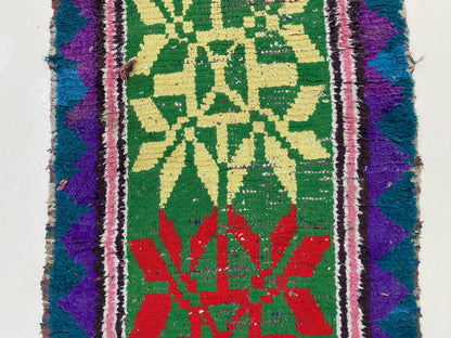 2x9 Colorful Vintage Moroccan Runner Rug, Berber Narrow Home Rug.