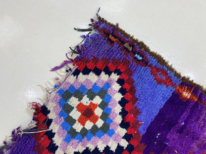3x4 Small Colorful Moroccan Rug, Vintage Berber Area Rug.