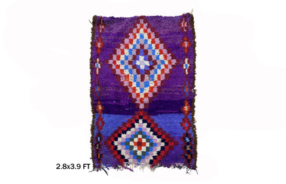 3x4 Small Colorful Moroccan Rug, Vintage Berber Area Rug.