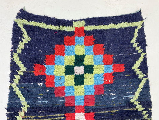 Moroccan Rug Runner, Vintage Diamond 3x7 Runner.