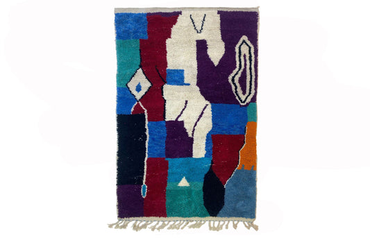 Handwoven Wool Rug, Moroccan Berber Area Rug, Customizable Design Rug.