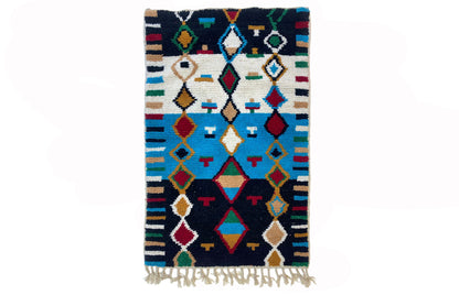 Handwoven Moroccan Berber Area Rug, Custom Colorful Wool Rug.