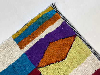 Unique Handmade Moroccan Rug, Custom Colorful Berber Design Rug.
