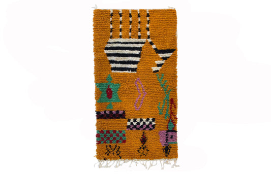 Unique Handmade Abstract Area Rug, Custom Moroccan Berber Rug.