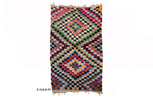 Berber Home Decor Rug, Checkered 4x7 Moroccan Rug.