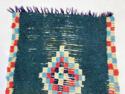 3x7 Long Moroccan Runner Rug, Vintage Diamond Runner Rug.