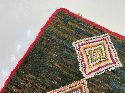 3x8 Diamond Moroccan Runner Rug, Vintage Home Decor Rug Runner.