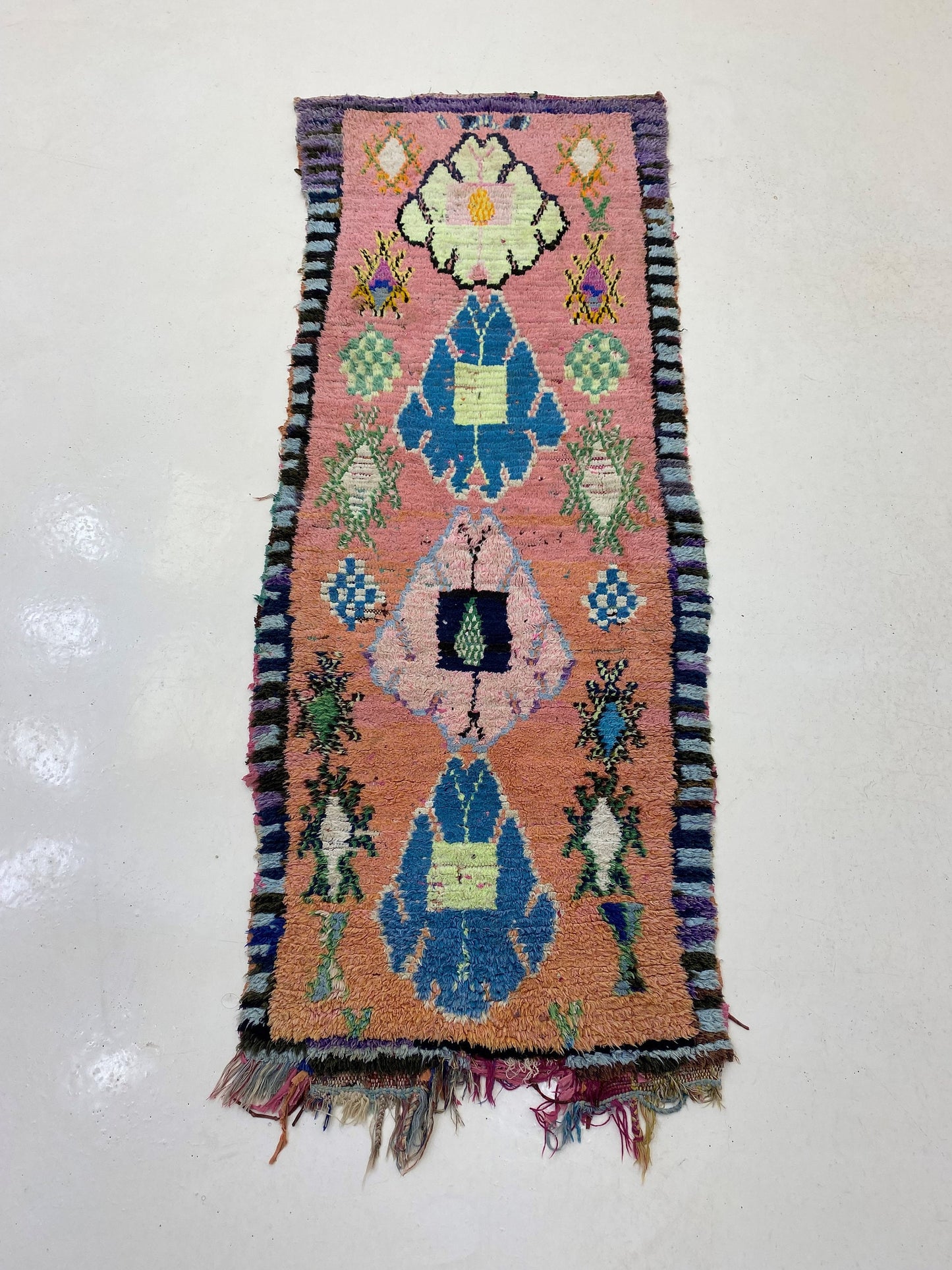 3x6 Colorful Berber Moroccan Runner Rug, Vintage Home Rug.